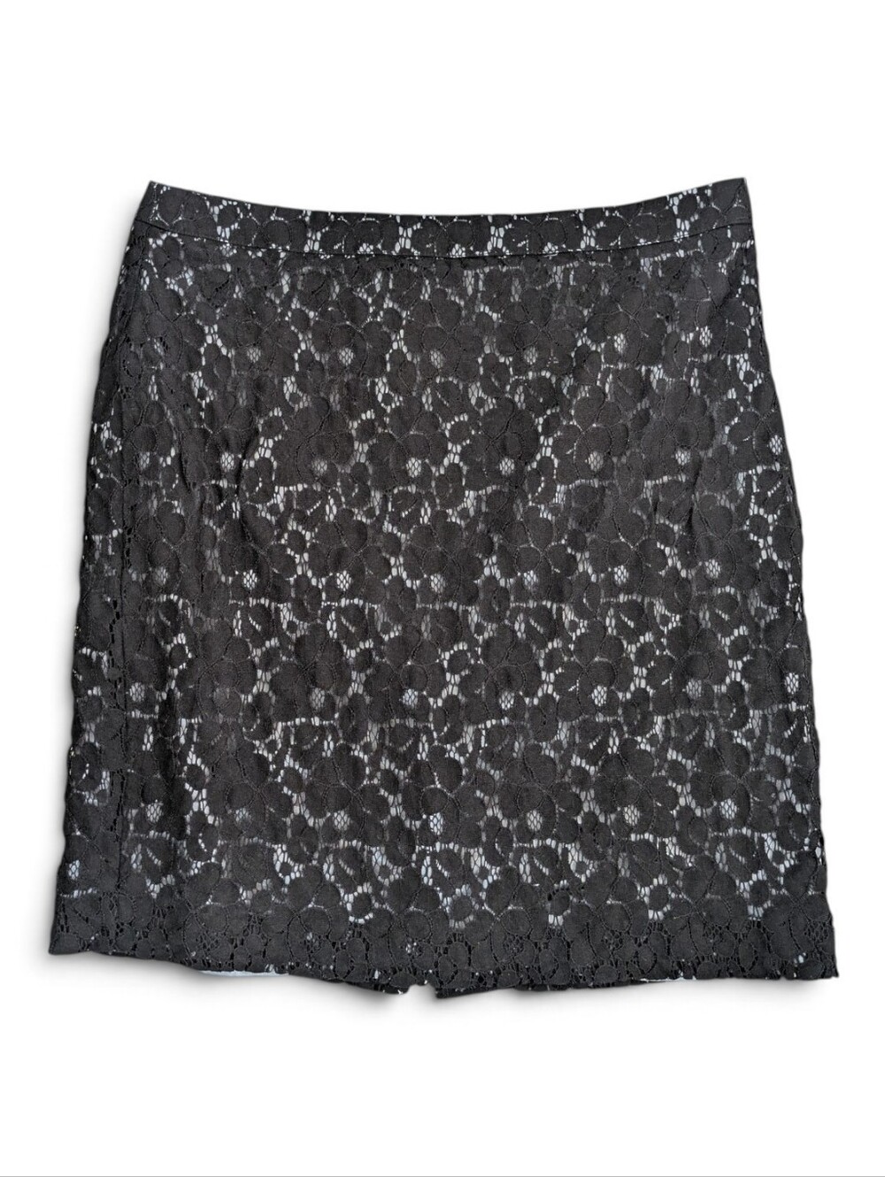 Ann Taylor Loft Black Lace Skirt Pencil Mini Romantic Whimsigoth Office Womens 4